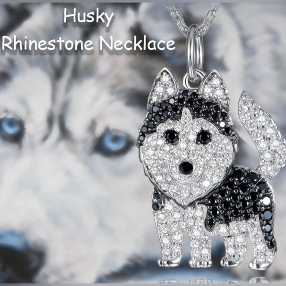 Husky Dog Rhinestone Necklace